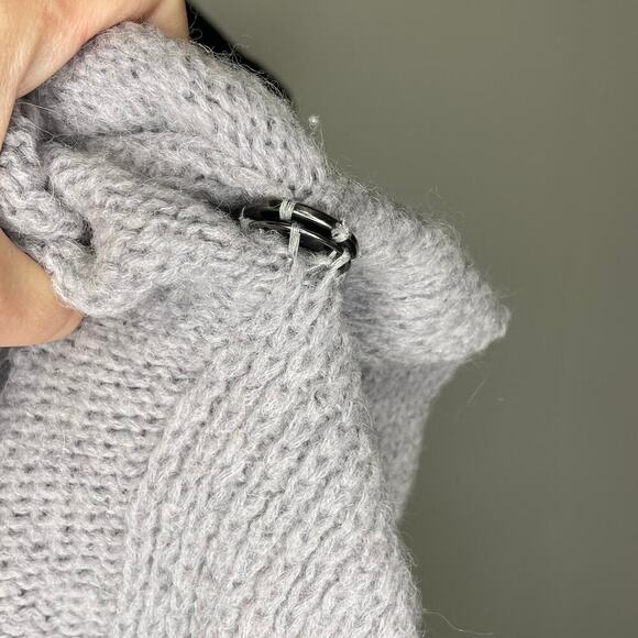 ELK Kulture Wrap Blockknit Poncho Green Light Blue Colorblock Wool Alpaca Blend - Picture 11 of 12